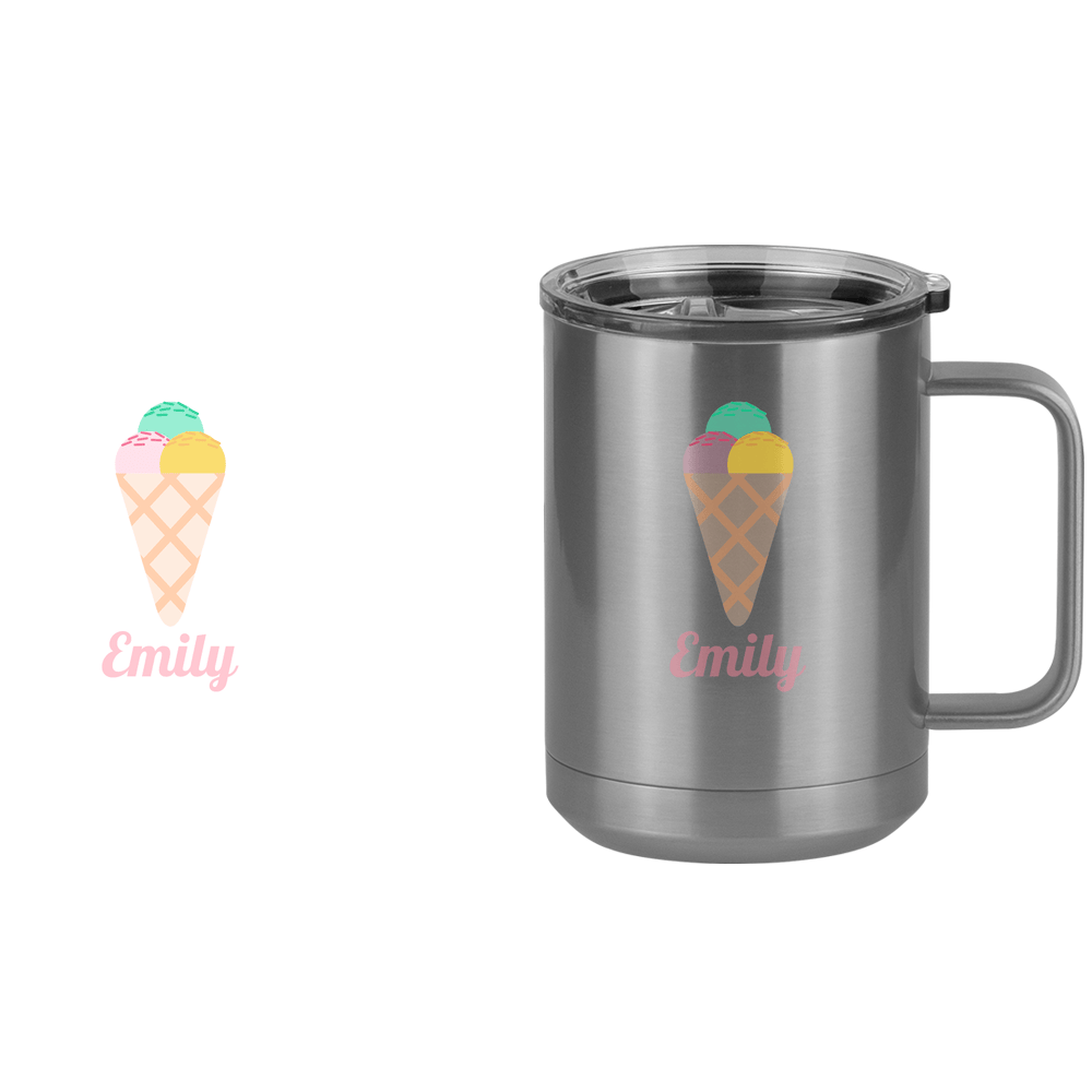 Personalized Beach Fun Coffee Mug Tumbler with Handle (15 oz) - Ice Cream Cone - Design View
