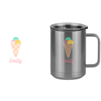Thumbnail for Personalized Beach Fun Coffee Mug Tumbler with Handle (15 oz) - Ice Cream Cone - Design View