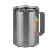 Thumbnail for Personalized Beach Fun Coffee Mug Tumbler with Handle (15 oz) - Ice Cream Cone - Front Right View