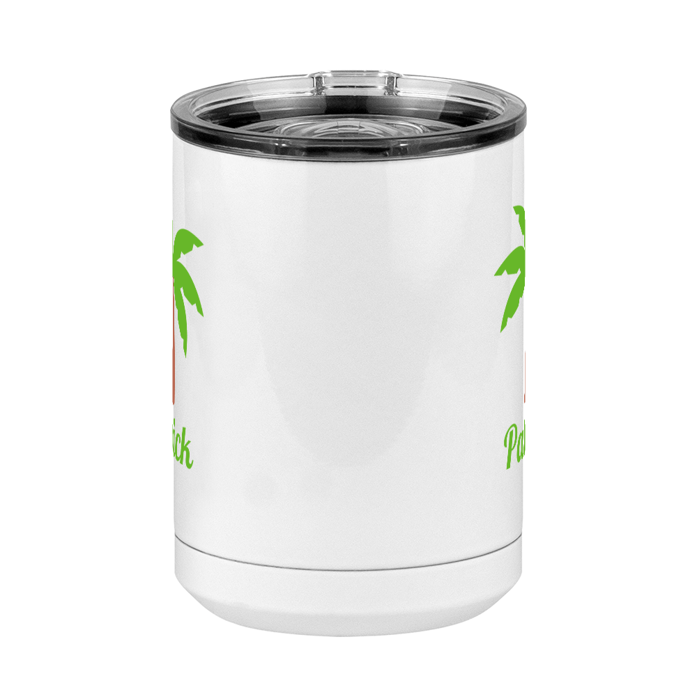 Personalized Beach Fun Coffee Mug Tumbler with Handle (15 oz) - Palm Tree - Front View