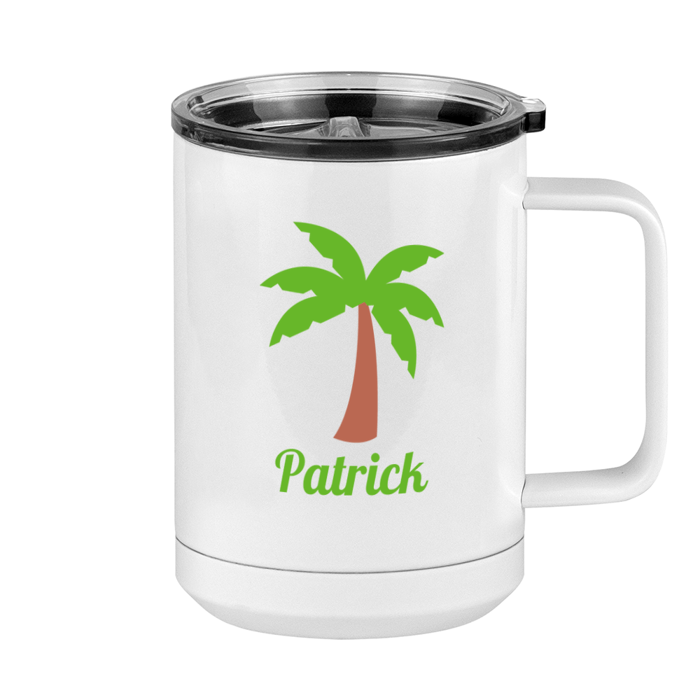 Personalized Beach Fun Coffee Mug Tumbler with Handle (15 oz) - Palm Tree - Right View