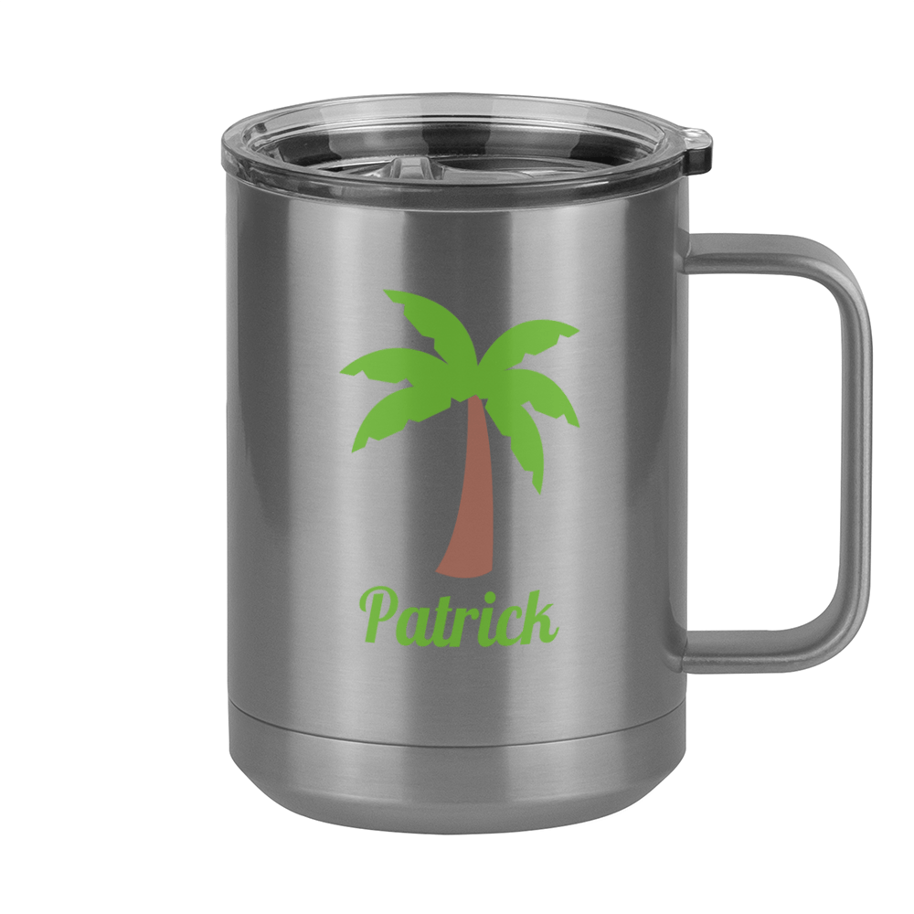 Personalized Beach Fun Coffee Mug Tumbler with Handle (15 oz) - Palm Tree - Right View