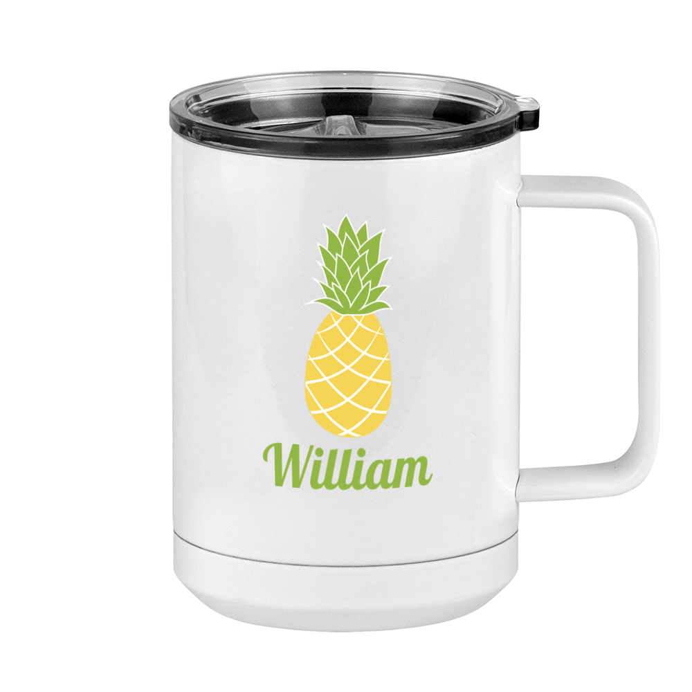 Personalized Beach Fun Coffee Mug Tumbler with Handle (15 oz) - Pineapple - Right View
