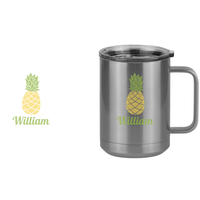 Thumbnail for Personalized Beach Fun Coffee Mug Tumbler with Handle (15 oz) - Pineapple - Design View