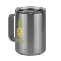 Thumbnail for Personalized Beach Fun Coffee Mug Tumbler with Handle (15 oz) - Pineapple - Front Left View