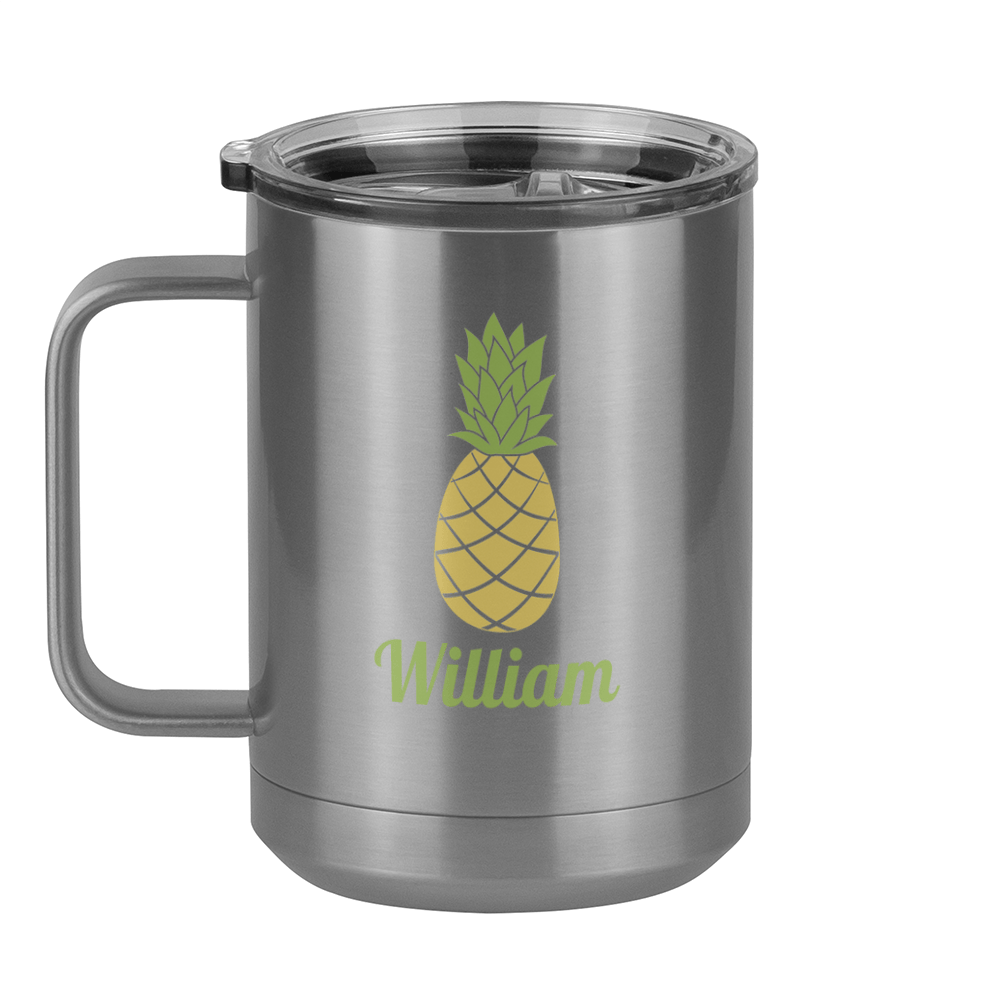 Personalized Beach Fun Coffee Mug Tumbler with Handle (15 oz) - Pineapple - Left View