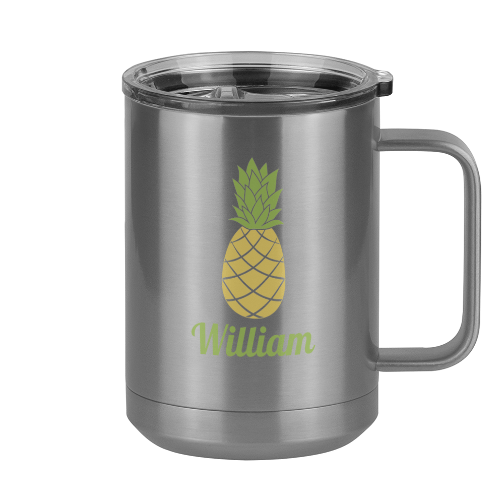 Personalized Beach Fun Coffee Mug Tumbler with Handle (15 oz) - Pineapple - Right View