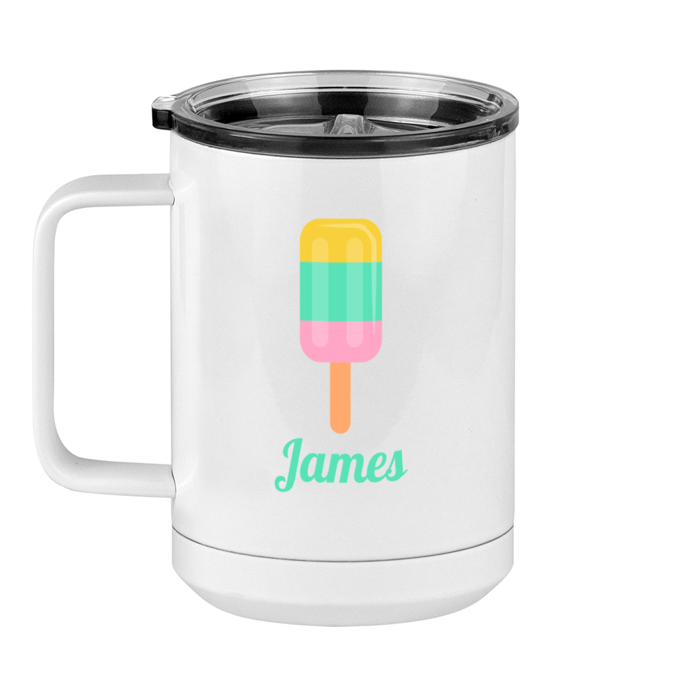 Personalized Beach Fun Coffee Mug Tumbler with Handle (15 oz) - Popsicle - Left View
