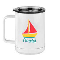 Thumbnail for Personalized Beach Fun Coffee Mug Tumbler with Handle (15 oz) - Sailboat - Left View