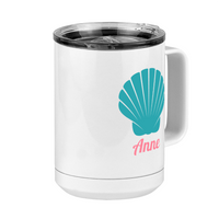 Thumbnail for Personalized Beach Fun Coffee Mug Tumbler with Handle (15 oz) - Seashell - Front Right View