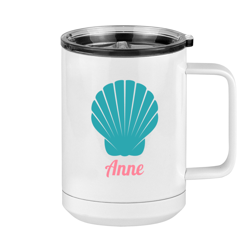 Personalized Beach Fun Coffee Mug Tumbler with Handle (15 oz) - Seashell - Right View