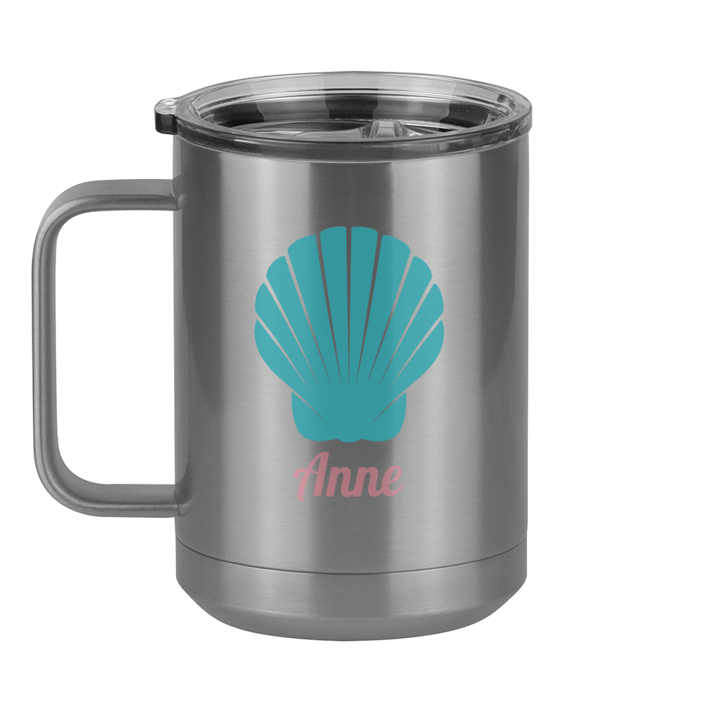 Personalized Beach Fun Coffee Mug Tumbler with Handle (15 oz) - Seashell - Left View