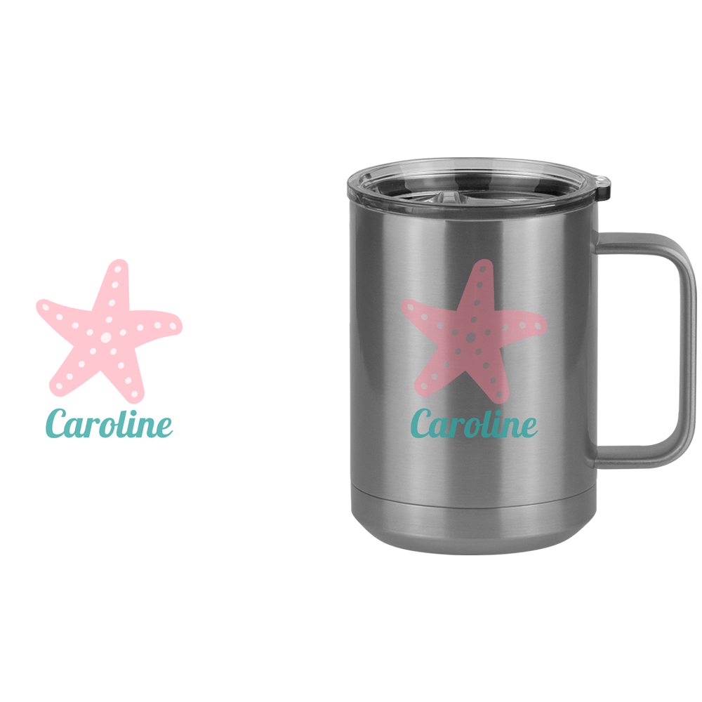 Personalized Beach Fun Coffee Mug Tumbler with Handle (15 oz) - Starfish - Design View