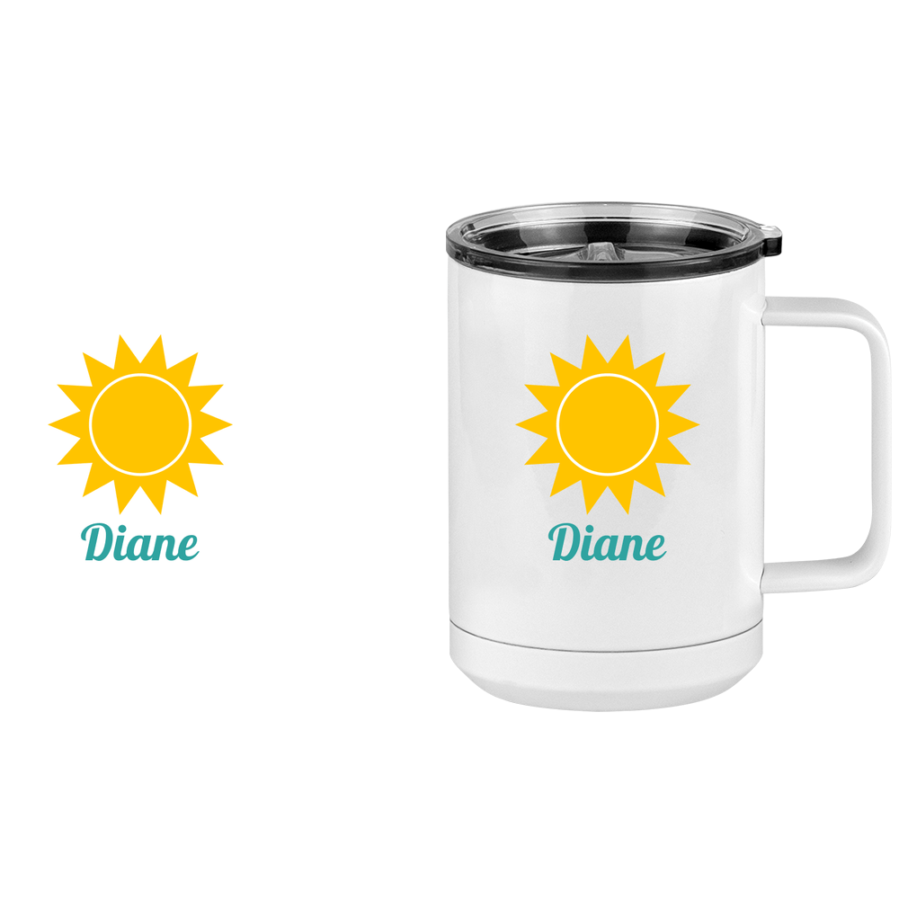 Personalized Beach Fun Coffee Mug Tumbler with Handle (15 oz) - Sun - Design View