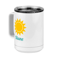 Thumbnail for Personalized Beach Fun Coffee Mug Tumbler with Handle (15 oz) - Sun - Front Left View