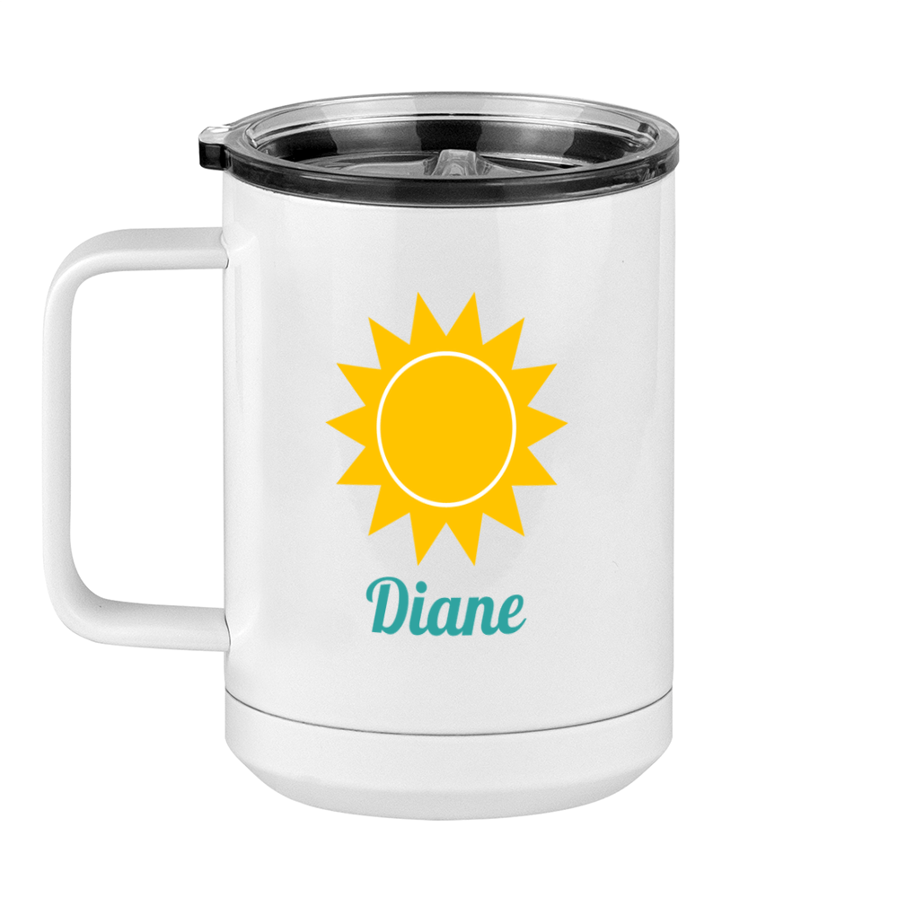 Personalized Beach Fun Coffee Mug Tumbler with Handle (15 oz) - Sun - Left View