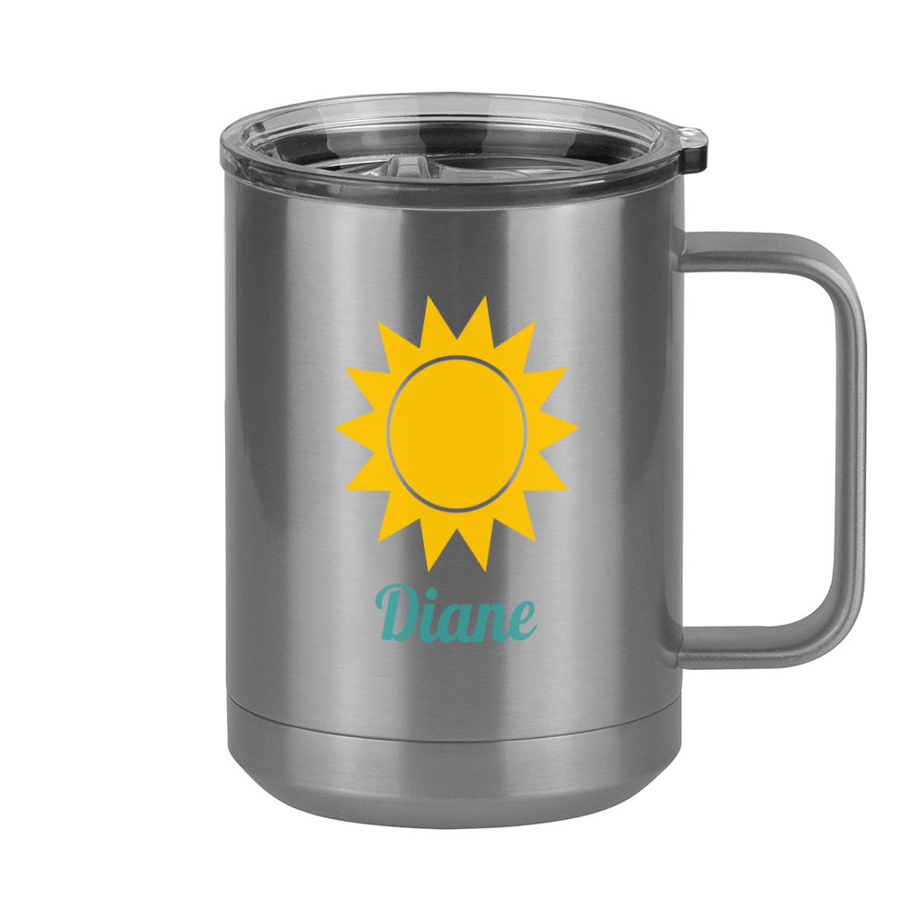 Personalized Beach Fun Coffee Mug Tumbler with Handle (15 oz) - Sun - Right View