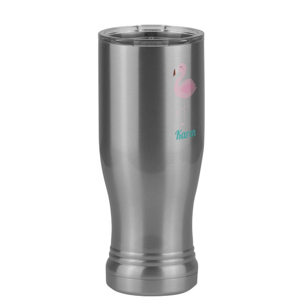 Personalized Beach Fun Pilsner Tumbler (14 oz) - Flamingo - Front Right View