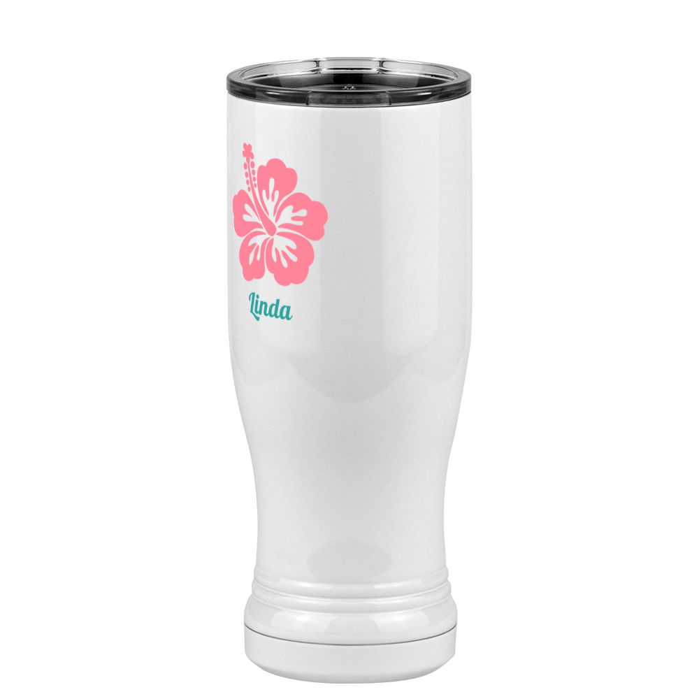 Personalized Beach Fun Pilsner Tumbler (14 oz) - Hibiscus - Front Left View