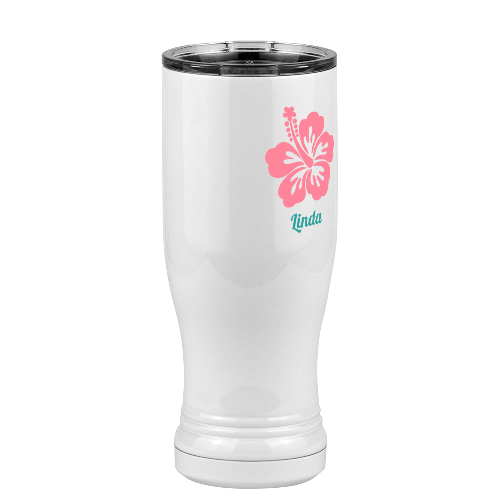 Personalized Beach Fun Pilsner Tumbler (14 oz) - Hibiscus - Front Right View