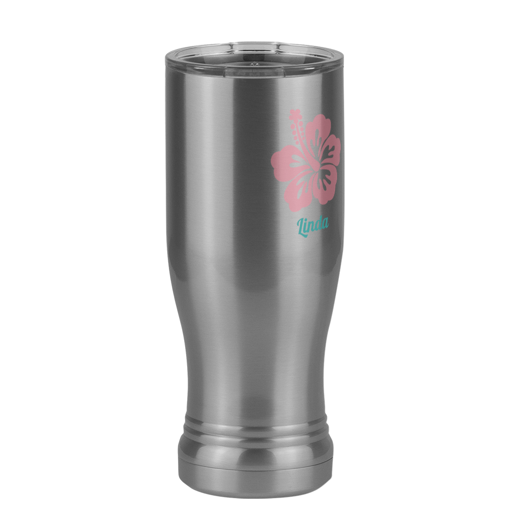 Personalized Beach Fun Pilsner Tumbler (14 oz) - Hibiscus - Front Right View