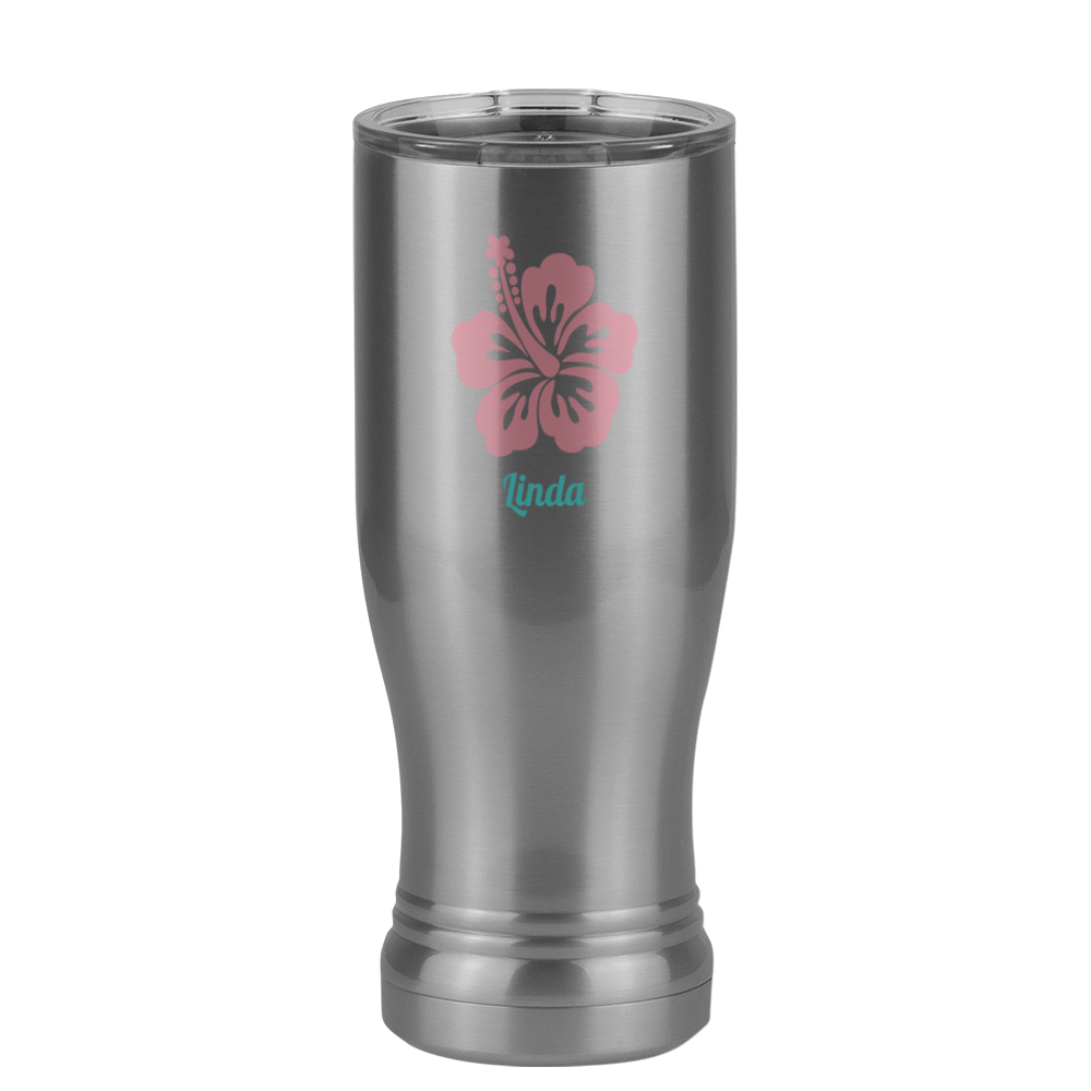 Personalized Beach Fun Pilsner Tumbler (14 oz) - Hibiscus - Right View