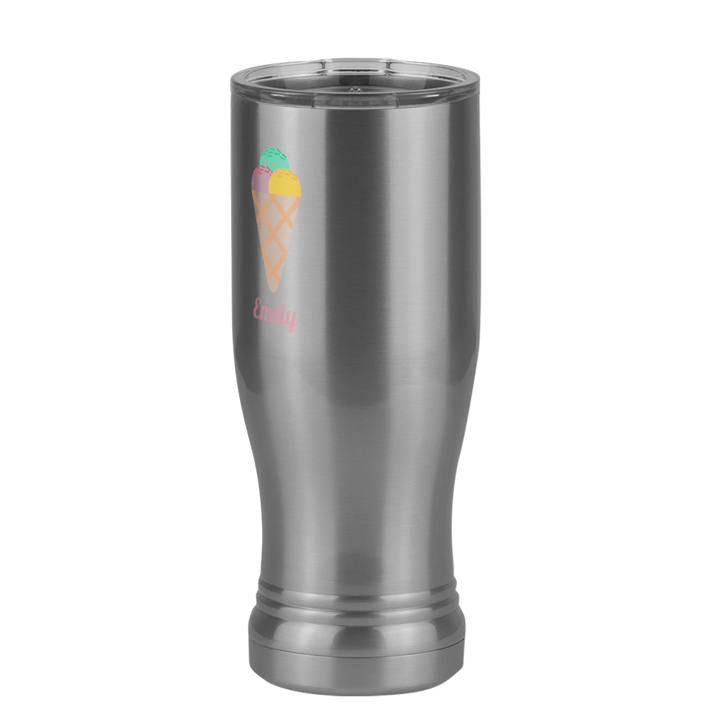 Personalized Beach Fun Pilsner Tumbler (14 oz) - Ice Cream Cone - Front Left View