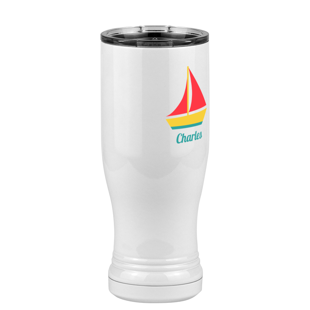 Personalized Beach Fun Pilsner Tumbler (14 oz) - Sailboat - Front Right View