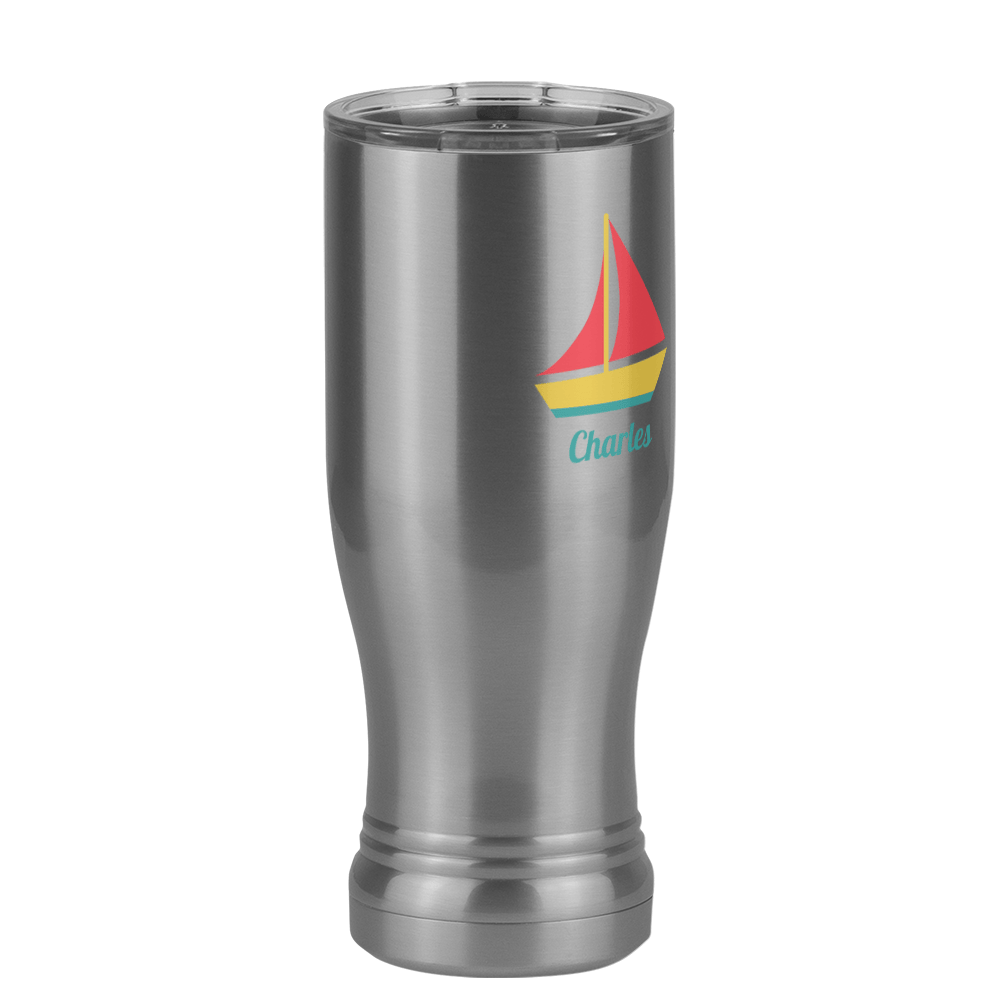 Personalized Beach Fun Pilsner Tumbler (14 oz) - Sailboat - Front Right View