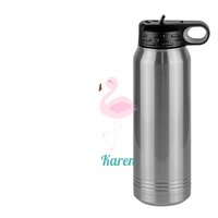 Thumbnail for Personalized Beach Fun Water Bottle (30 oz) - Flamingo - Design View