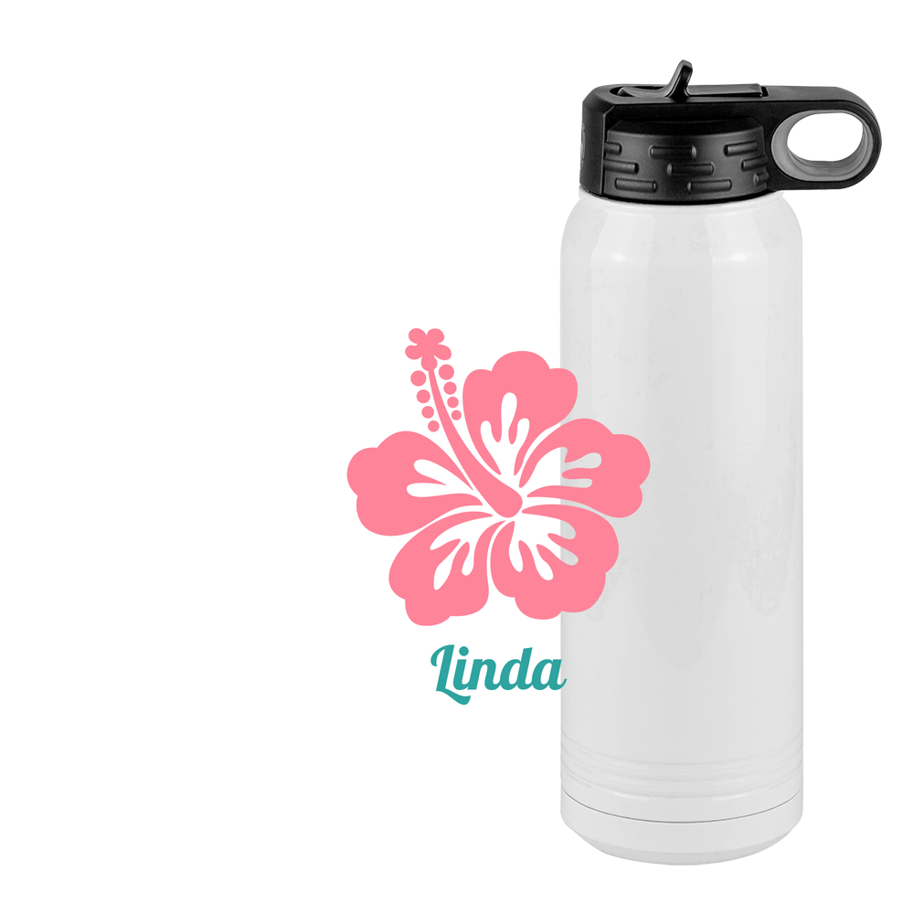 Personalized Beach Fun Water Bottle (30 oz) - Hibiscus - Design View