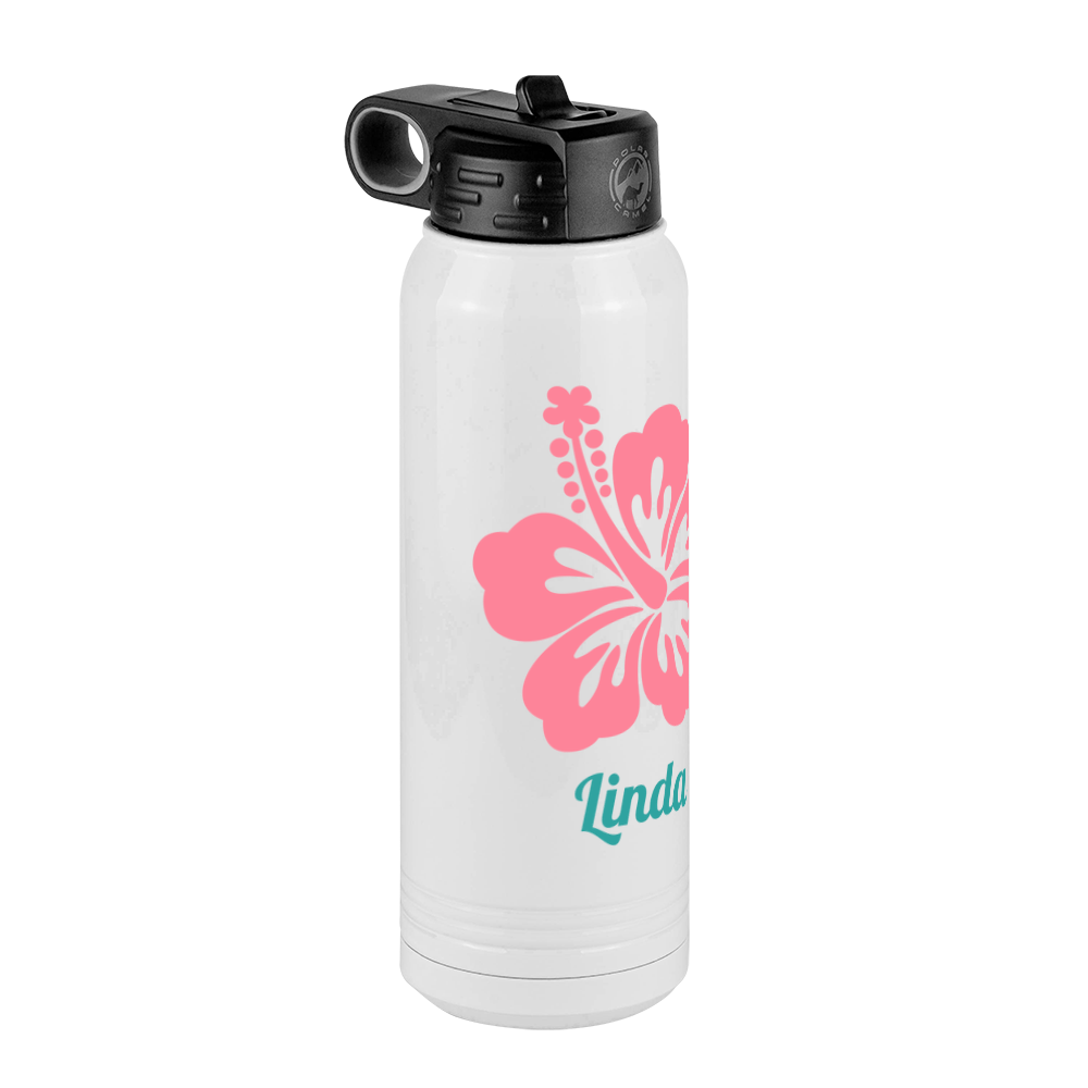 Personalized Beach Fun Water Bottle (30 oz) - Hibiscus - Front Left View