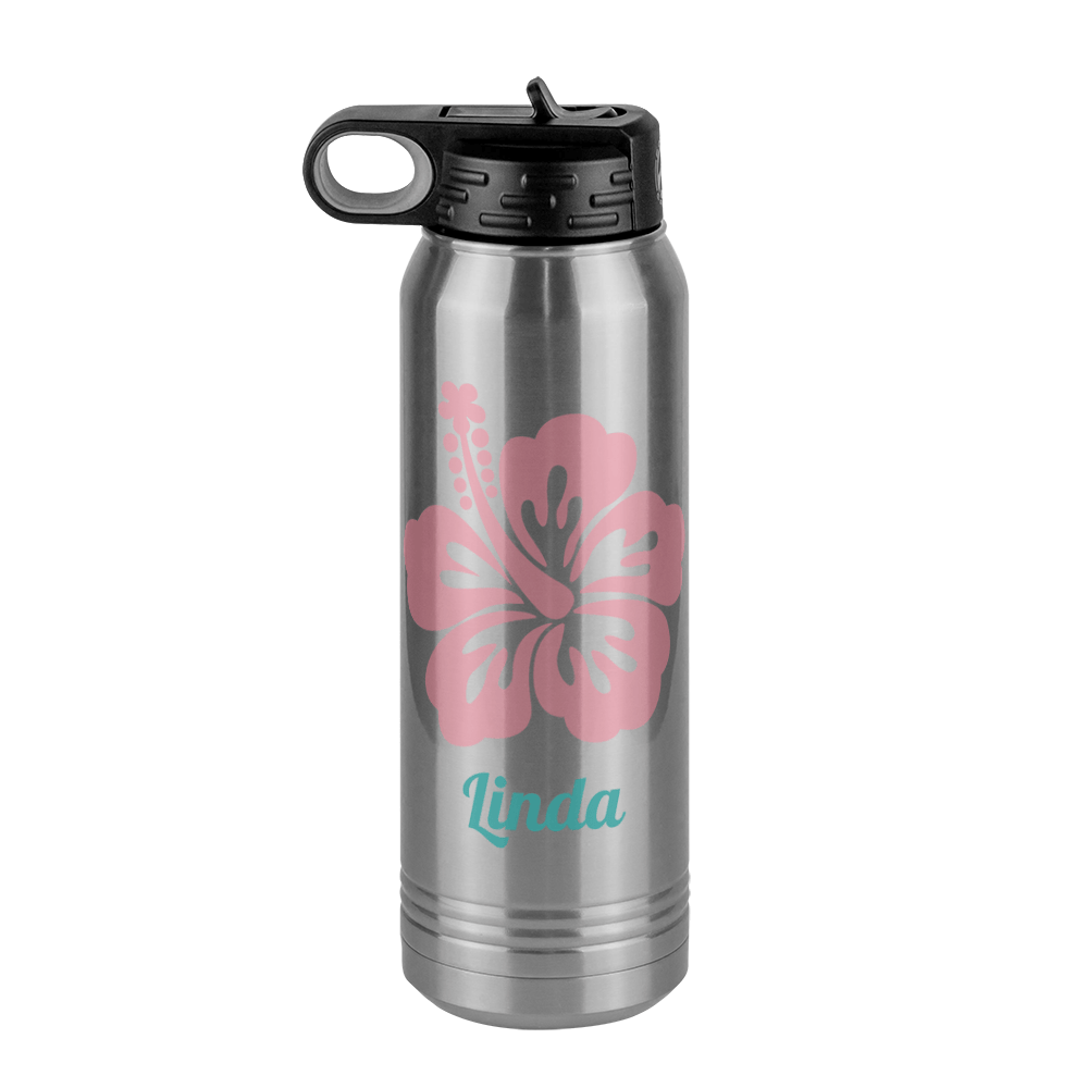 Personalized Beach Fun Water Bottle (30 oz) - Hibiscus - Front View