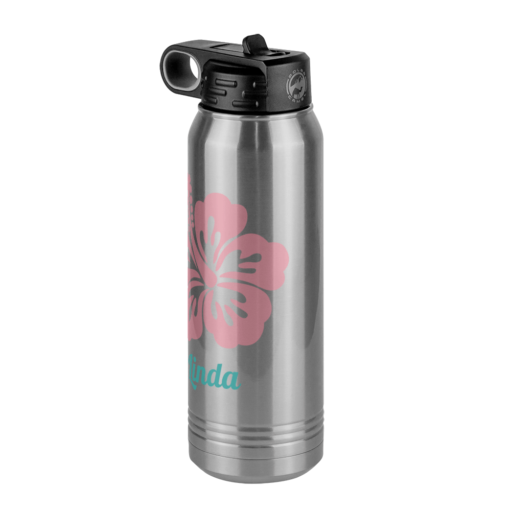 Personalized Beach Fun Water Bottle (30 oz) - Hibiscus - Front Right View