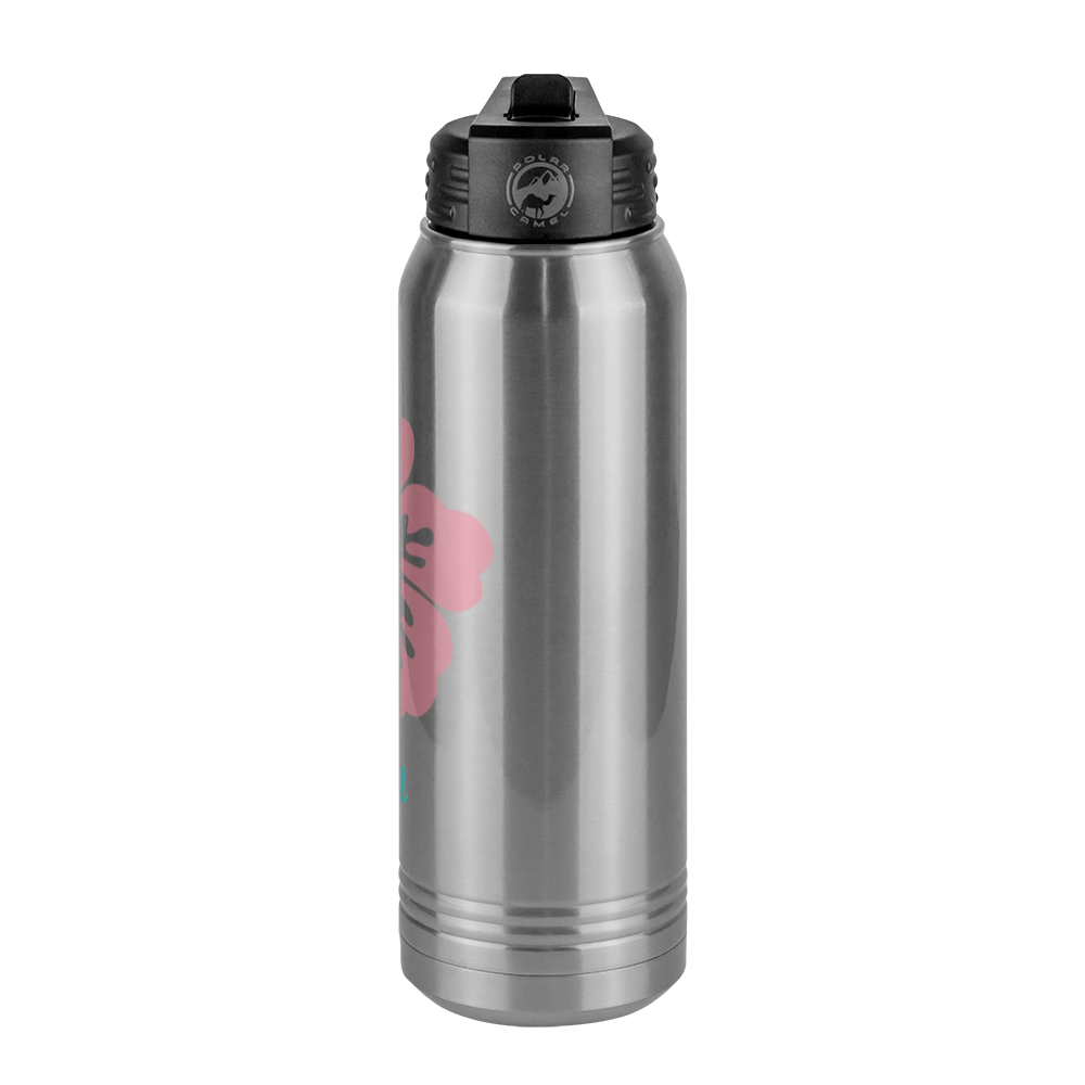 Personalized Beach Fun Water Bottle (30 oz) - Hibiscus - Right View