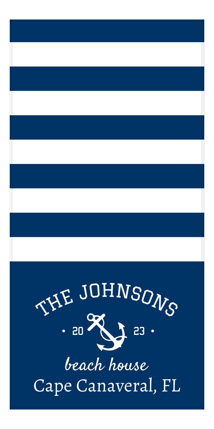 Personalized Beach House Beach Towel - Anchor - Front View