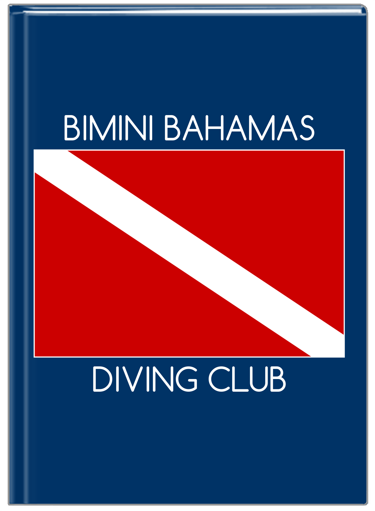 Personalized Beach Journal I - Dive Flag - Blue Background - Front View