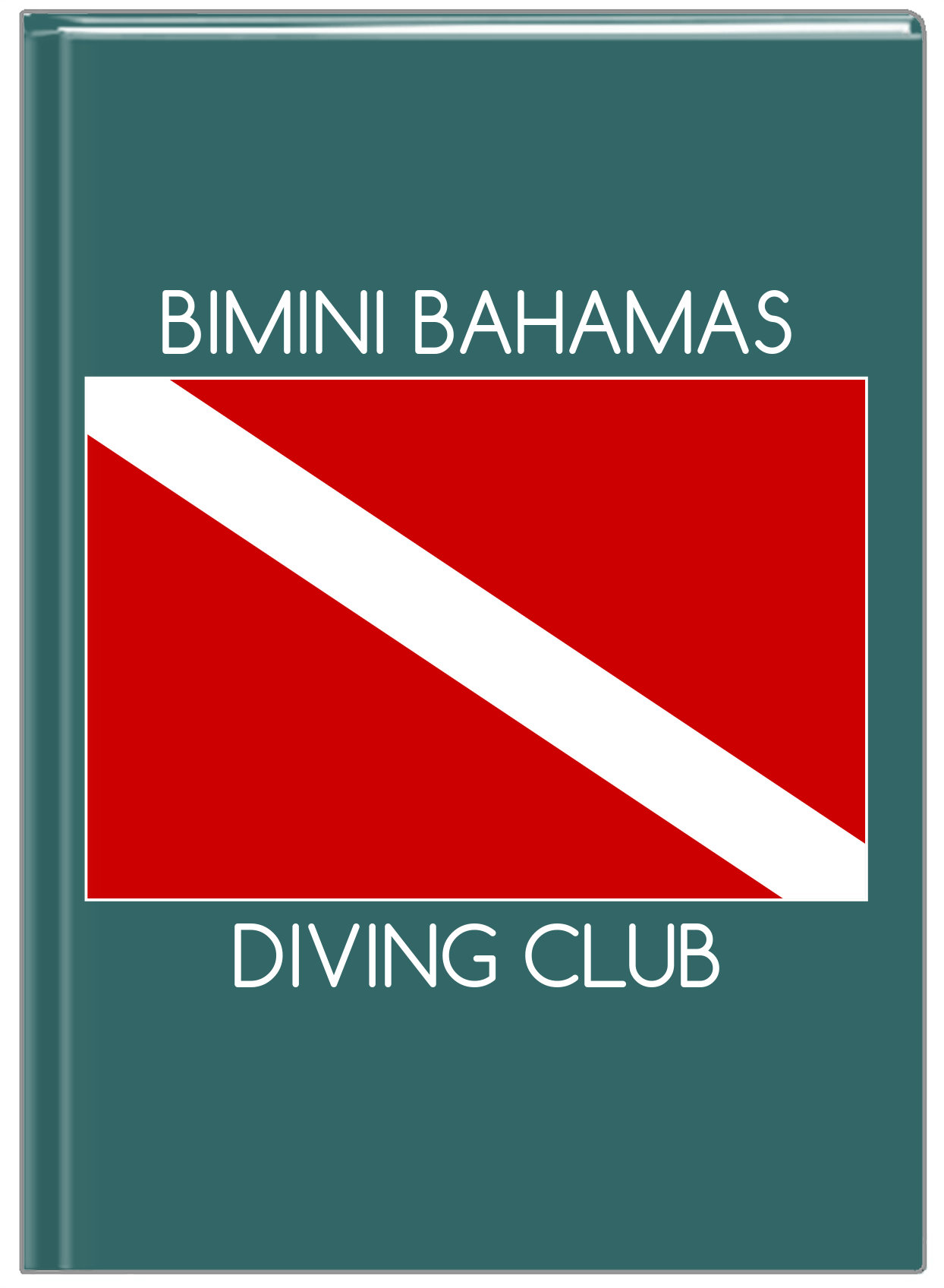 Personalized Beach Journal I - Dive Flag - Teal Background - Front View