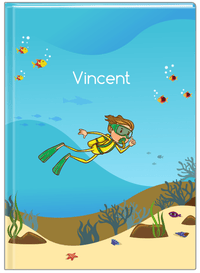 Thumbnail for Personalized Beach Journal IV - Scuba Diving - Brown Hair Boy - Front View