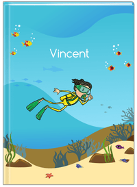 Thumbnail for Personalized Beach Journal IV - Scuba Diving - Black Hair Boy - Front View