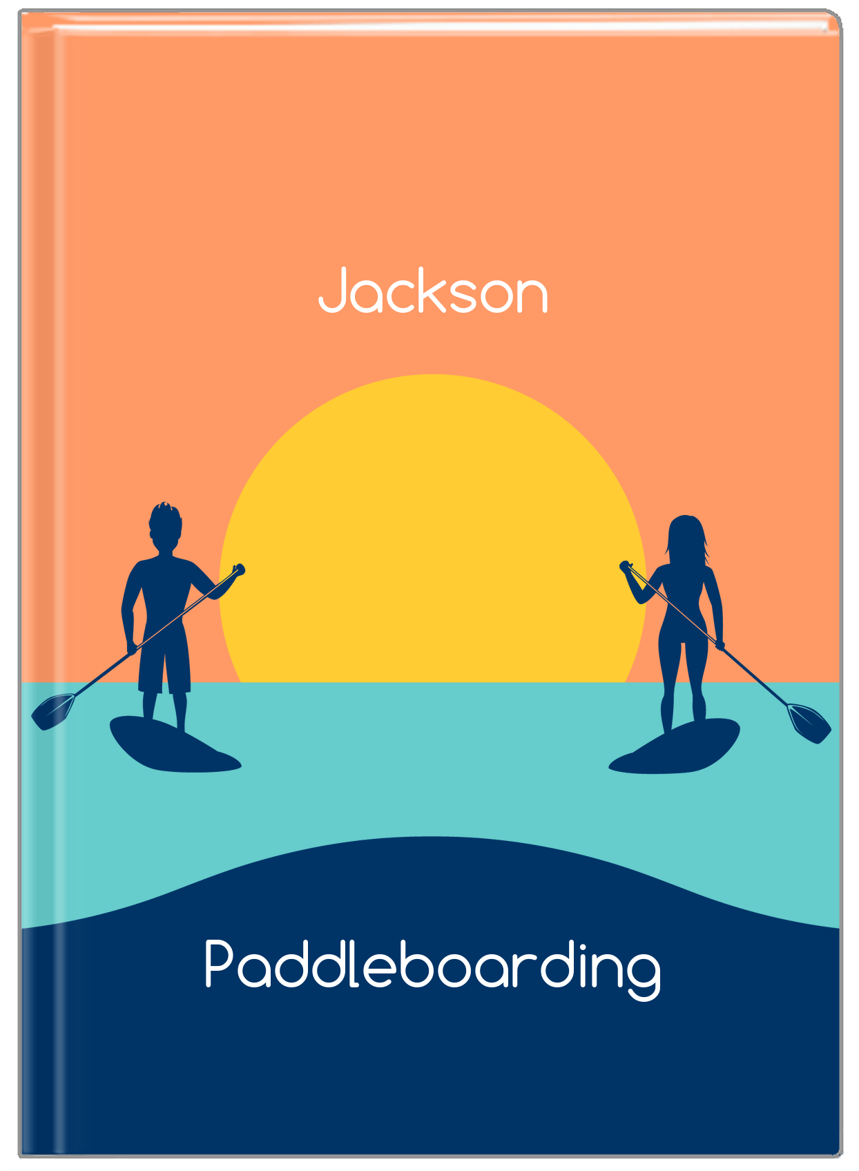Personalized Beach Journal XI - Paddleboarding - Orange Background - Front View