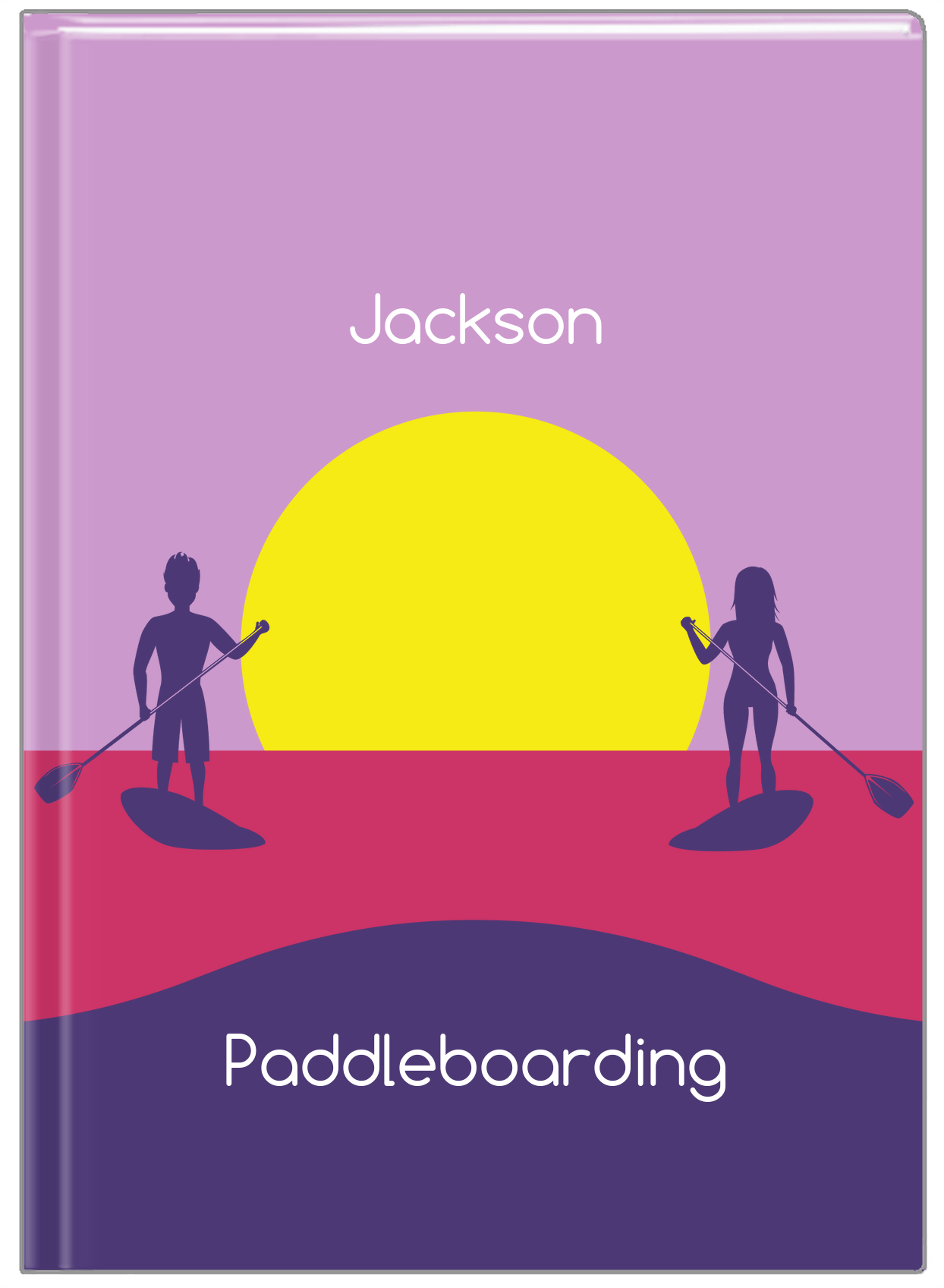 Personalized Beach Journal XI - Paddleboarding - Purple Background - Front View