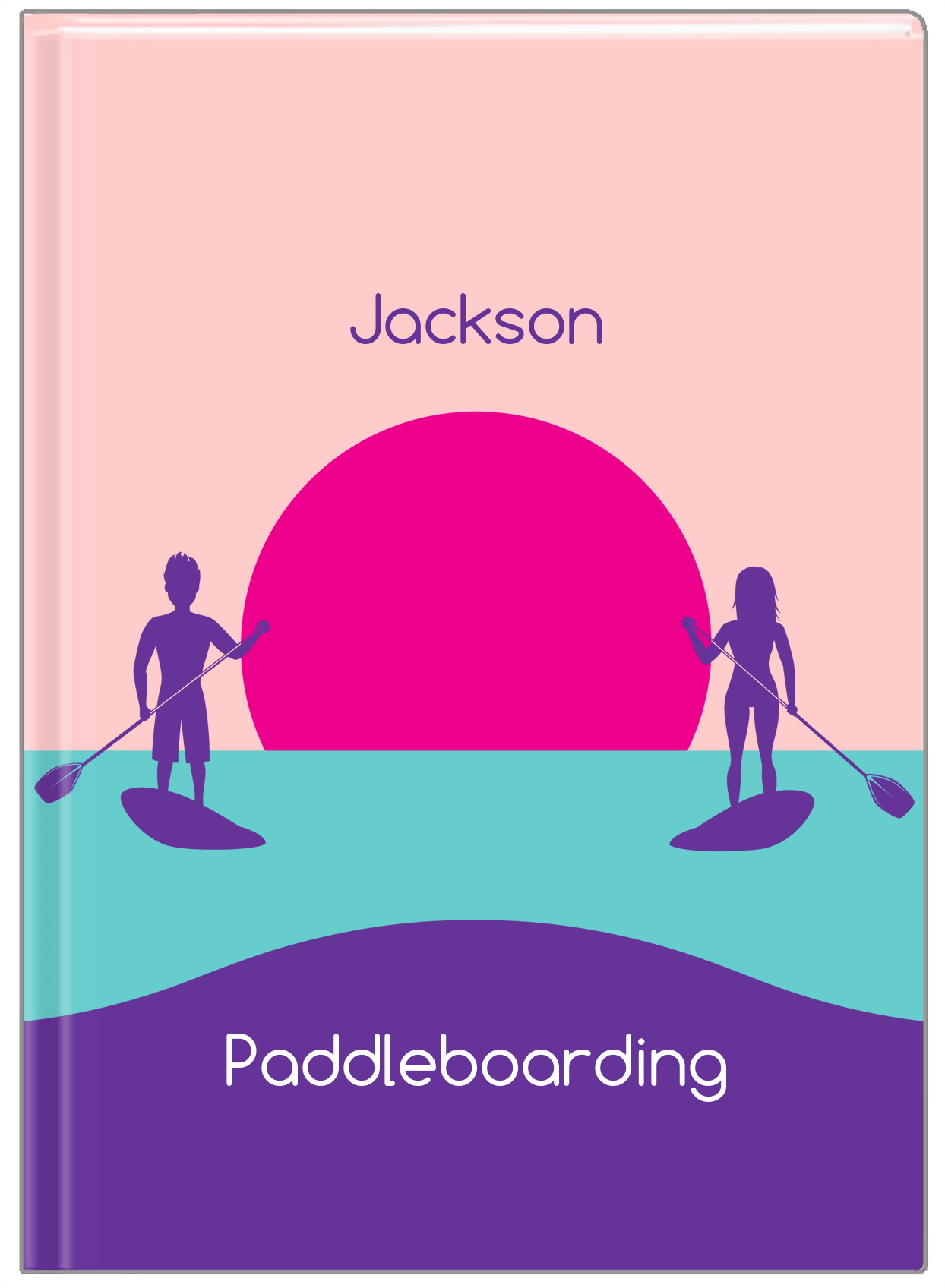 Personalized Beach Journal XI - Paddleboarding - Pink Background - Front View