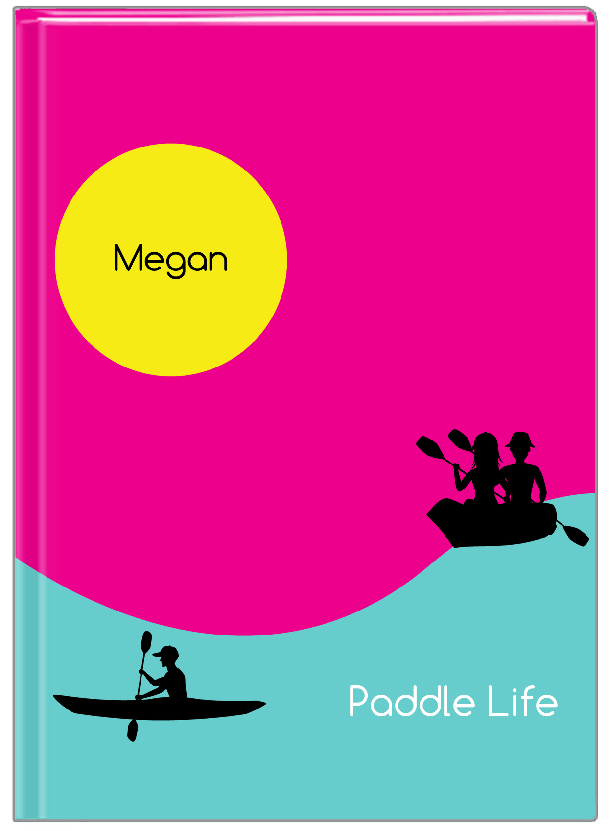 Personalized Beach Journal XII - Paddle Life - Pink Background - Front View