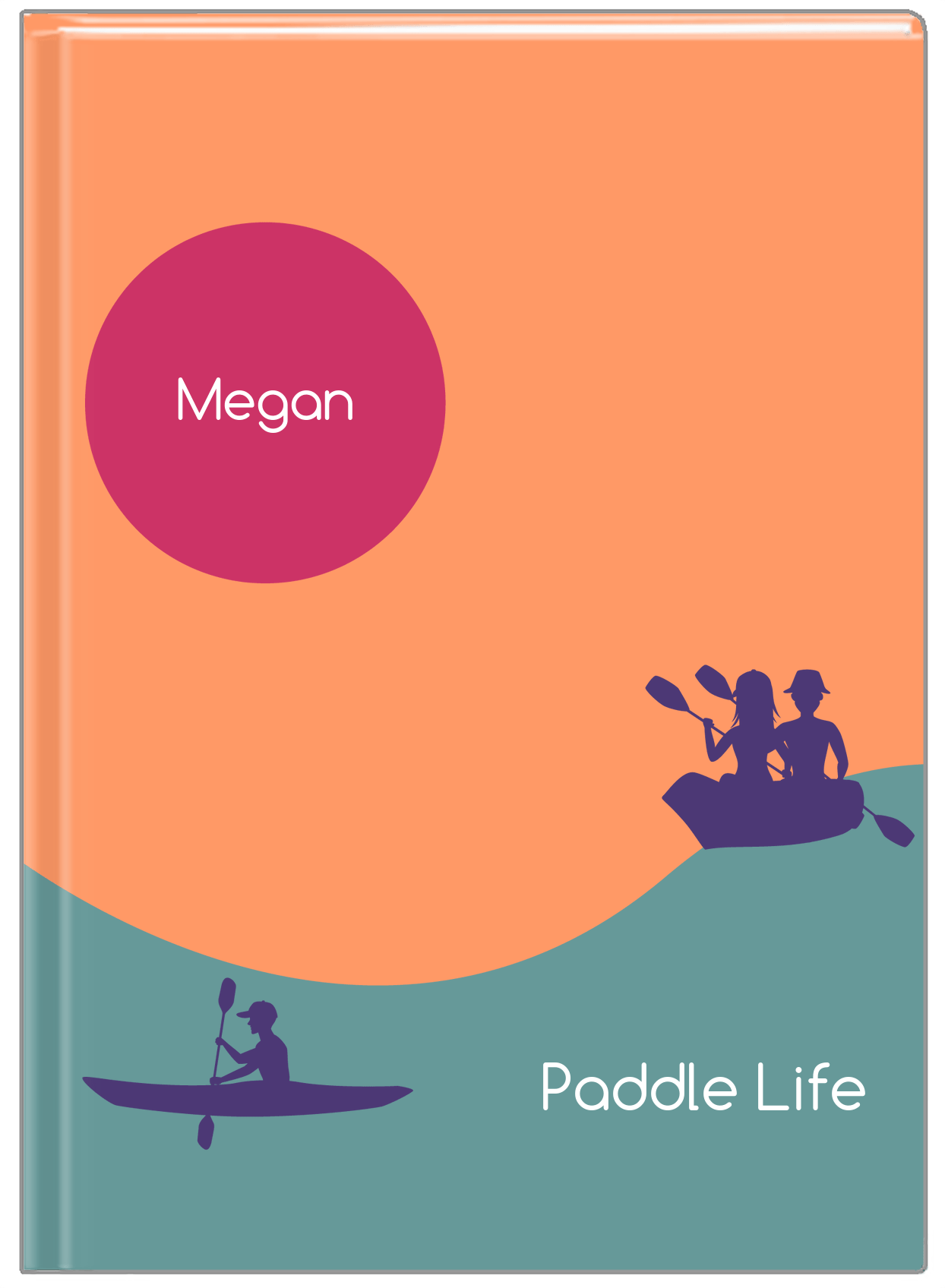 Personalized Beach Journal XII - Paddle Life - Orange Background - Front View