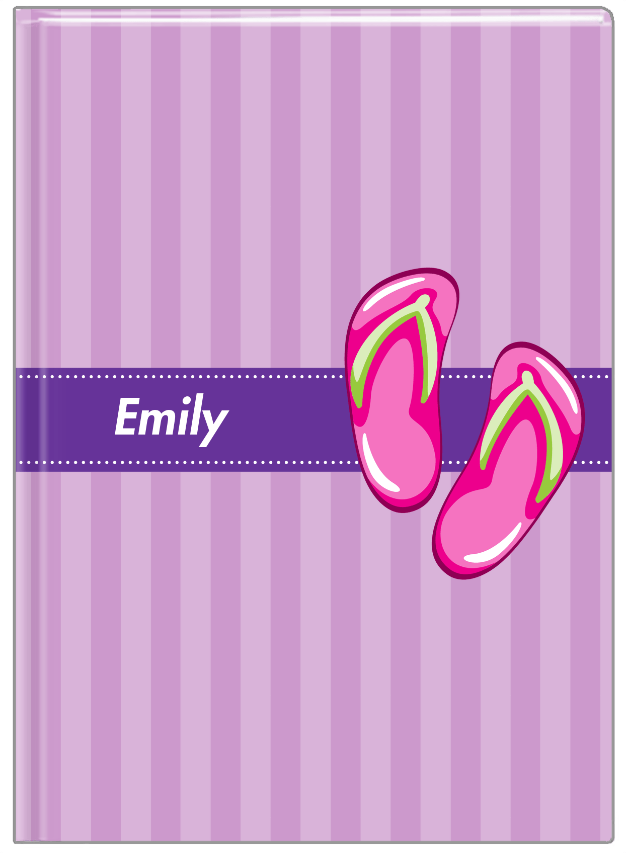 Personalized Beach Journal XIV - Flip Flops - Vertical Stripes - Front View