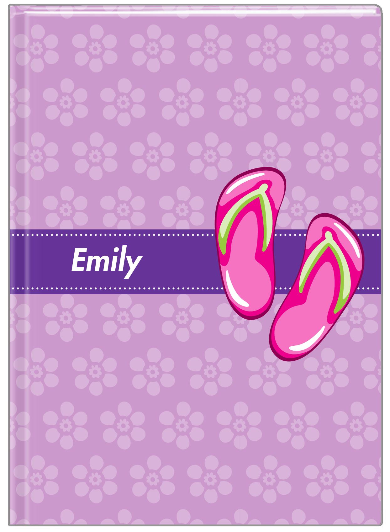 Personalized Beach Journal XIV - Flip Flops - Flowers - Front View