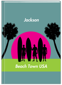 Thumbnail for Personalized Beach Journal XVII - Beach Town - Teal Background - Front View