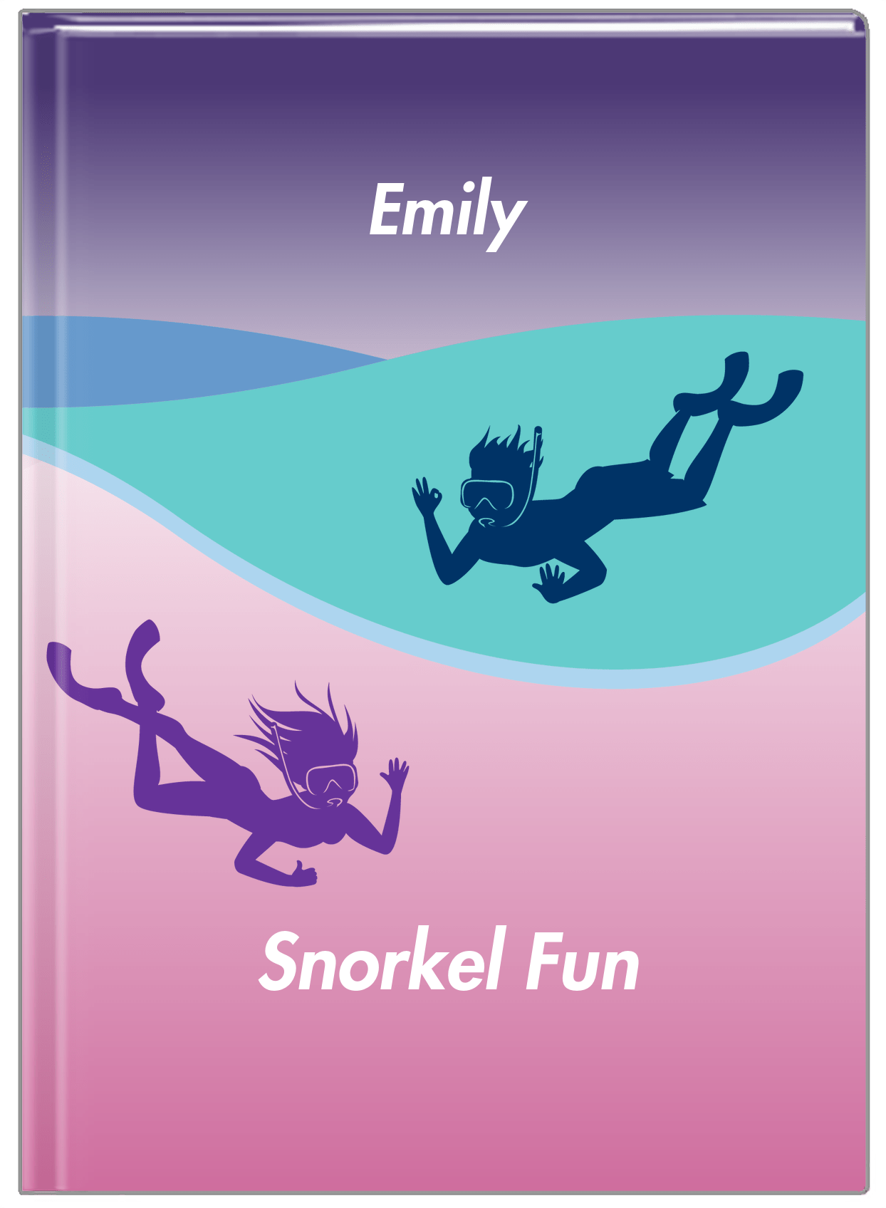 Personalized Beach Journal XVIII - Snorkel Fun - Purple Background - Front View