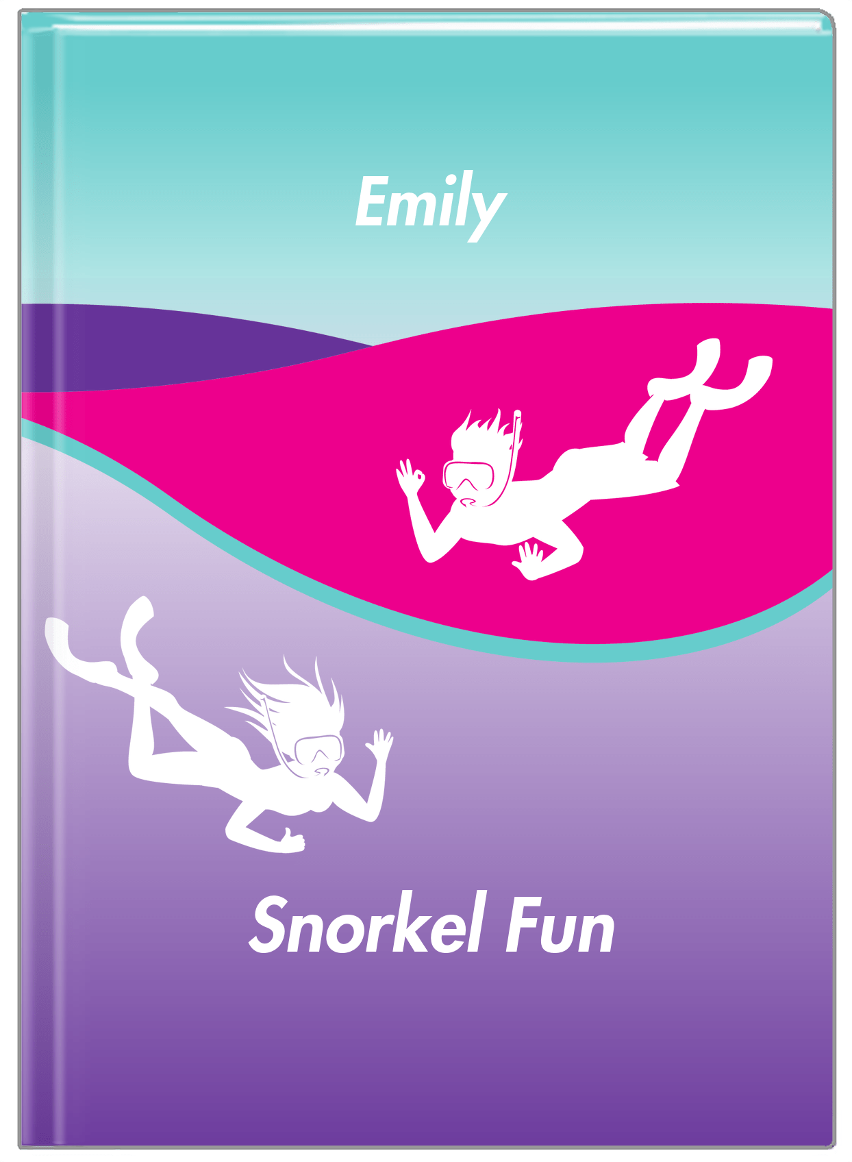 Personalized Beach Journal XVIII - Snorkel Fun - Teal Background - Front View